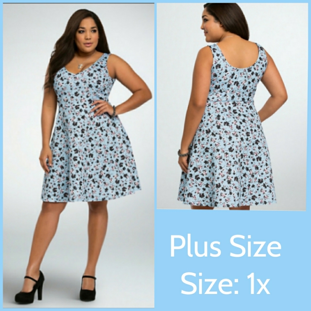 Torrid Plus Size - Fit and Flare baby blue tank  - 1x